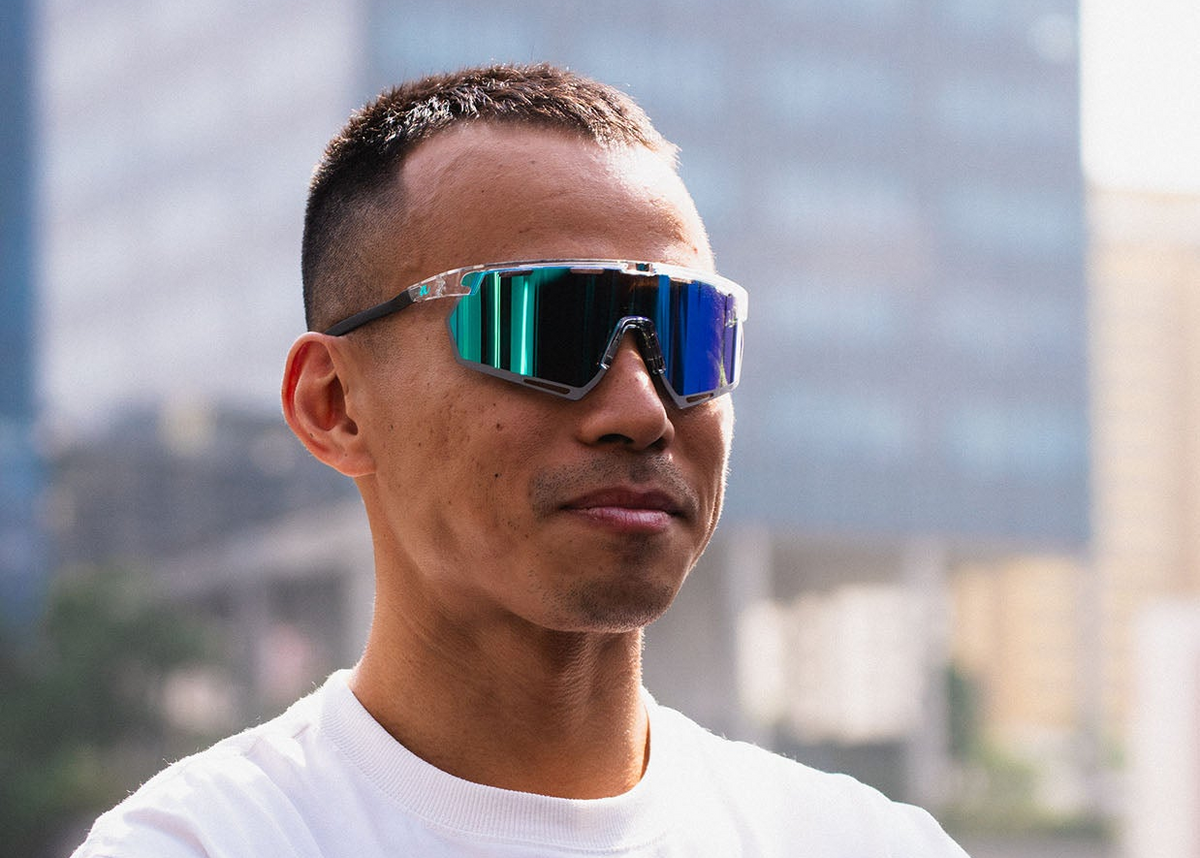 Polarised sunglasses on a sports person