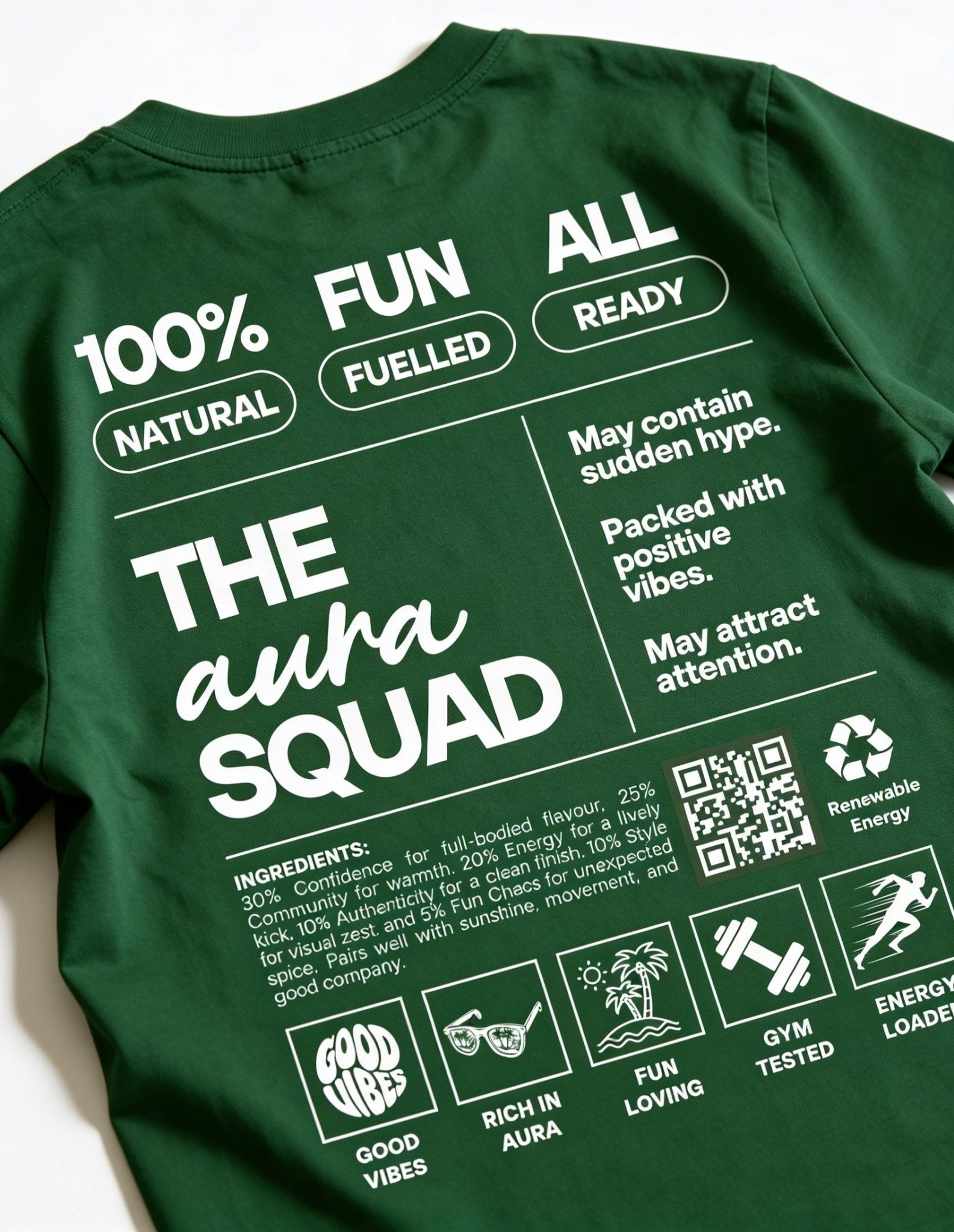 The Ingredients of The Aura Squad tee shirt detail shot — Aura Shades