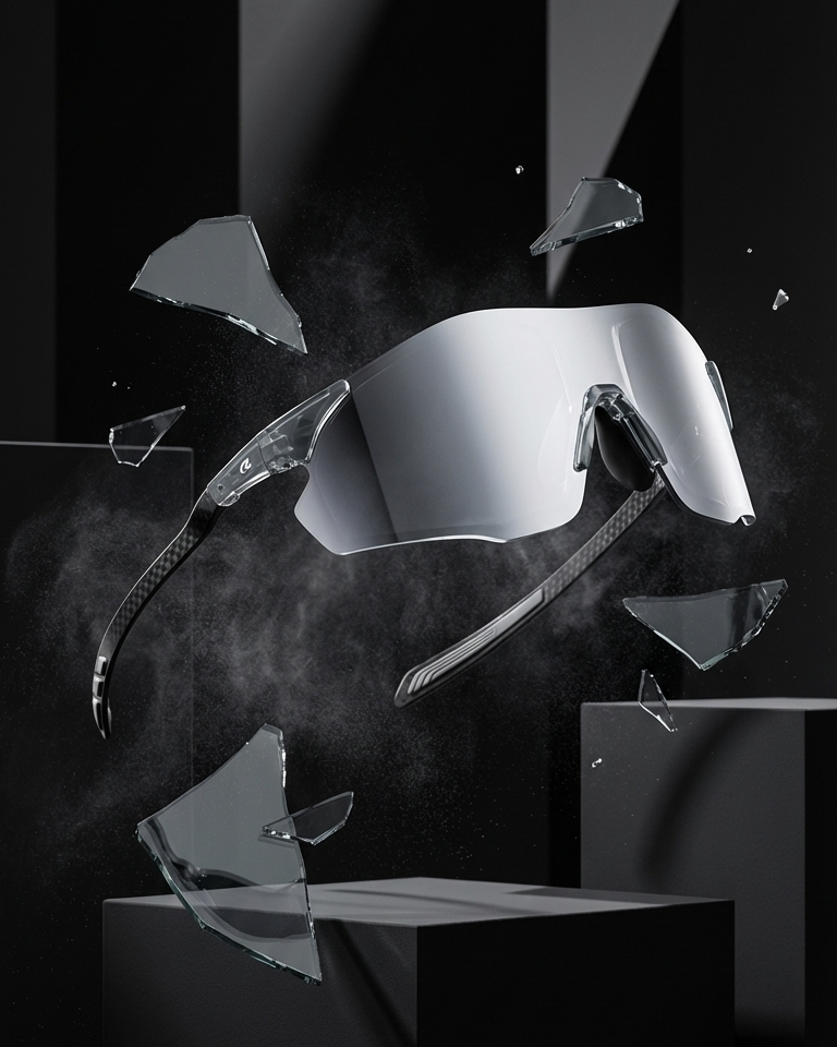 Polarised Sunglasses in Silver Mirrored Carbon Fiber Frame